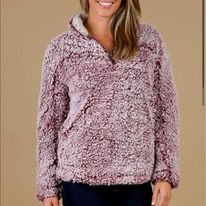 Altar’d State LIKE NEW Sherpa Fleece Burgundy Frosty Tip Quarter Zip